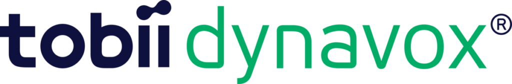 Logo of Tobii Dynavox, featuring the name in lowercase letters. "Tobii" is in dark blue and "dynavox" is in green, set against a black background.